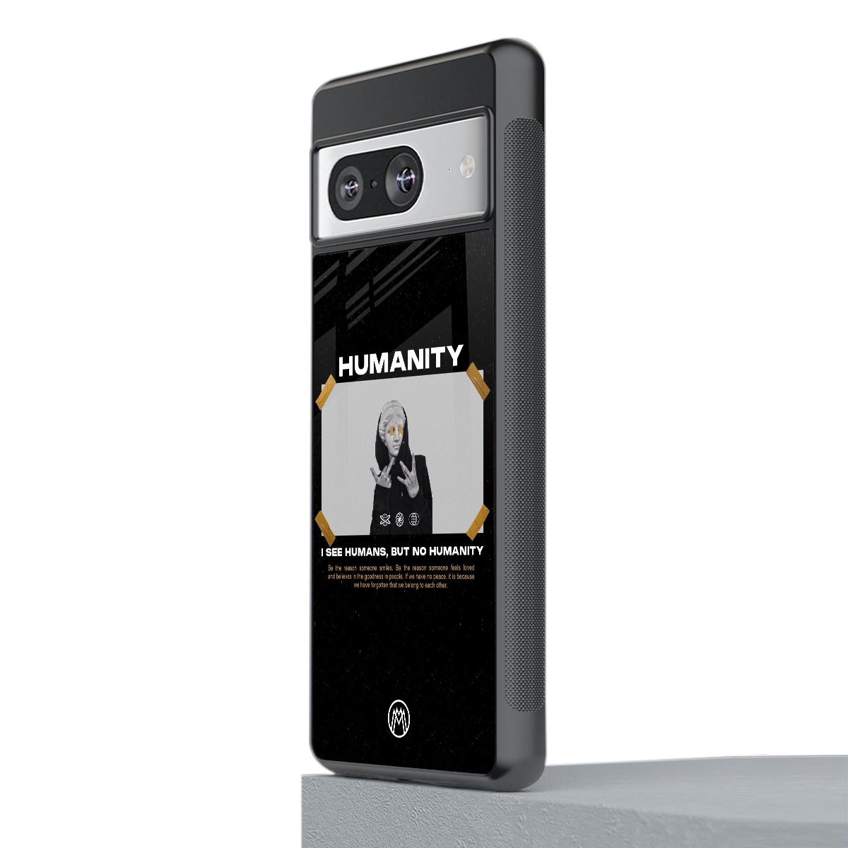 humans but no humanity back phone cover | glass case for Google Pixel 8