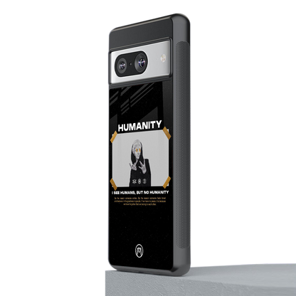 humans but no humanity back phone cover | glass case for Google Pixel 8