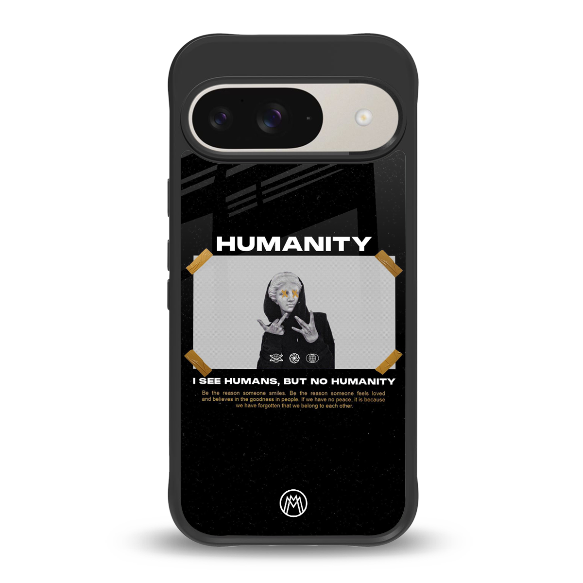 humans but no humanity back phone cover | glass case for google pixel 9