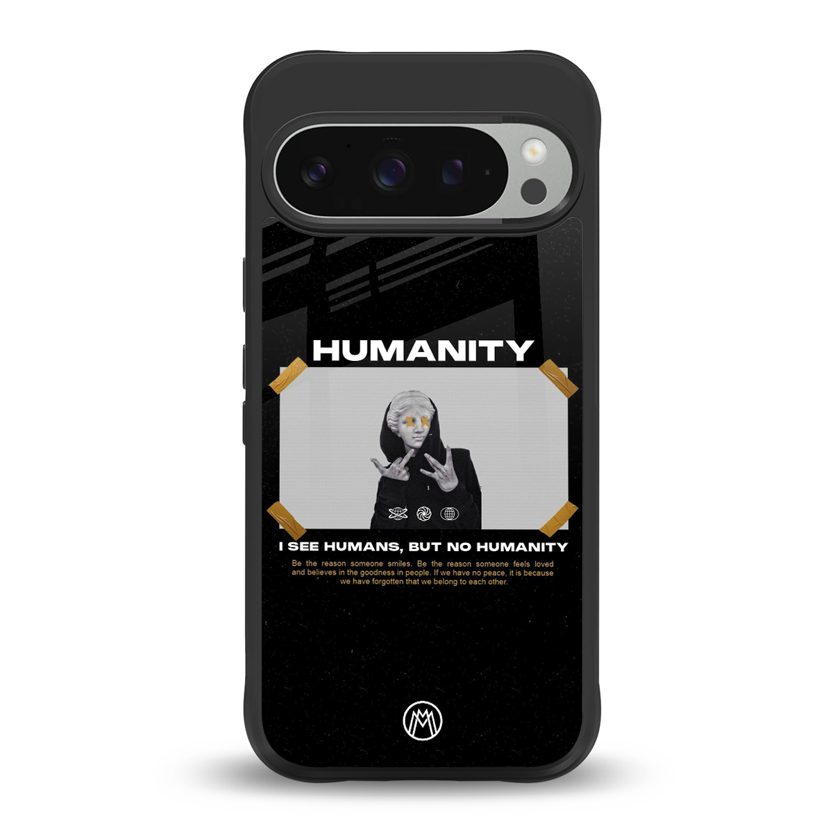 humans but no humanity back phone cover | glass case for google pixel 9 pro xl