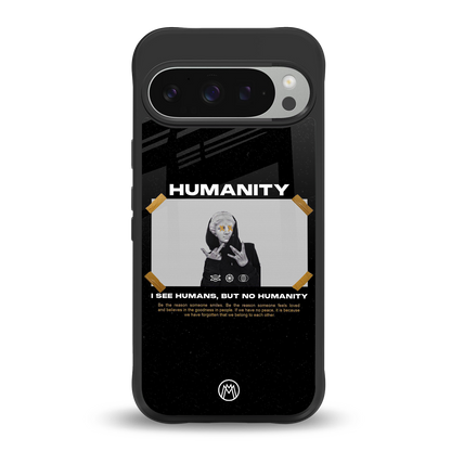 humans but no humanity back phone cover | glass case for google pixel 9 pro xl