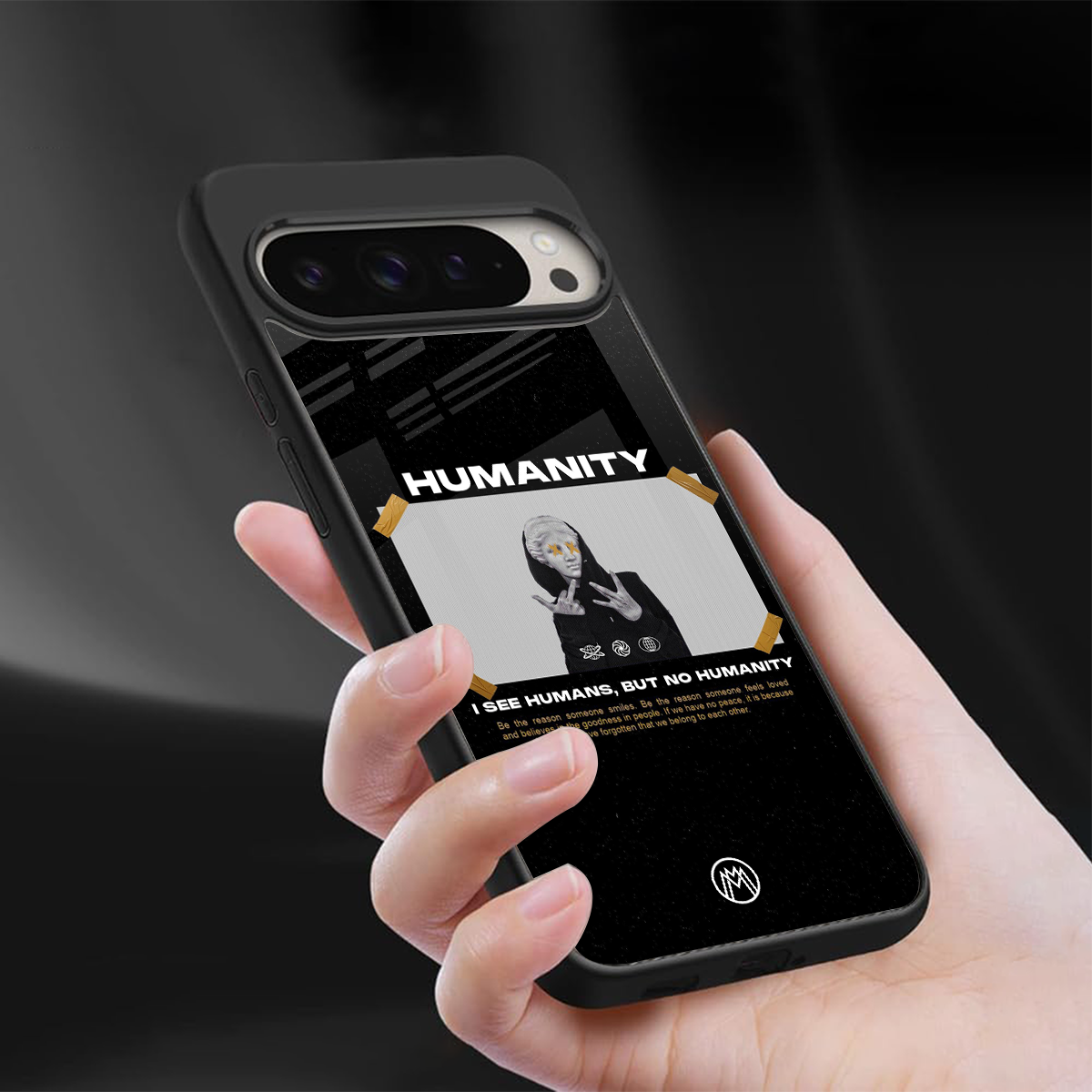 humans but no humanity back phone cover | glass case for google pixel 9 pro xl