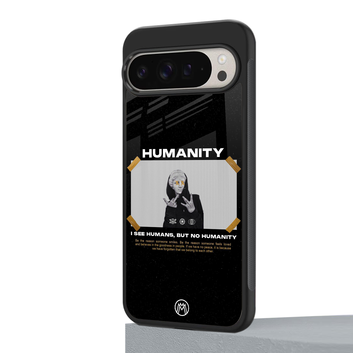 humans but no humanity back phone cover | glass case for google pixel 9 pro xl