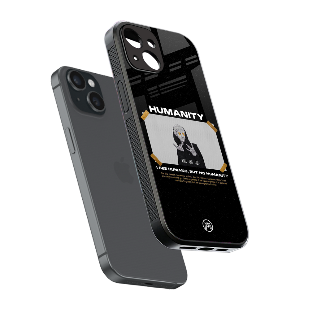 humans but no humanity back phone cover | glass case for iphone 15