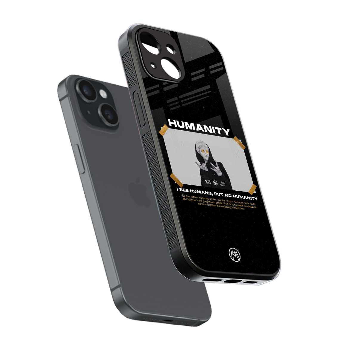 humans but no humanity back phone cover | glass case for iphone 15