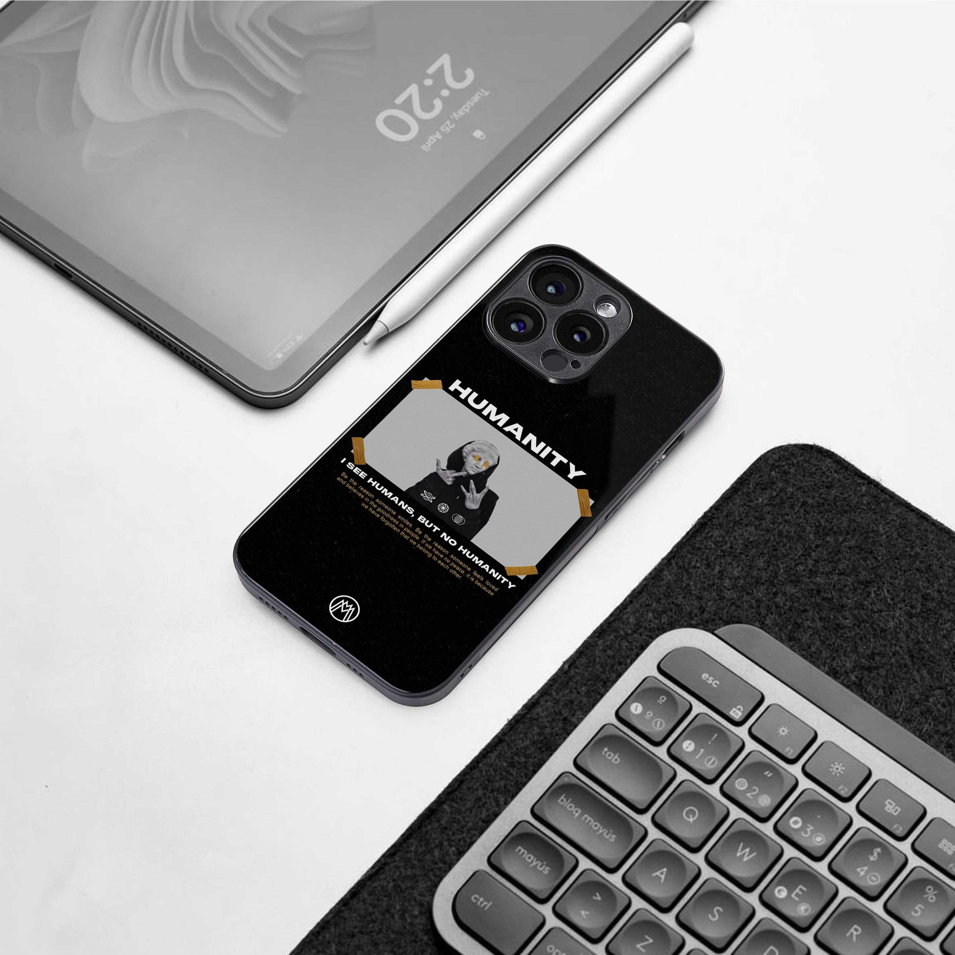 humans but no humanity back phone cover | glass case for iphone 13 mini