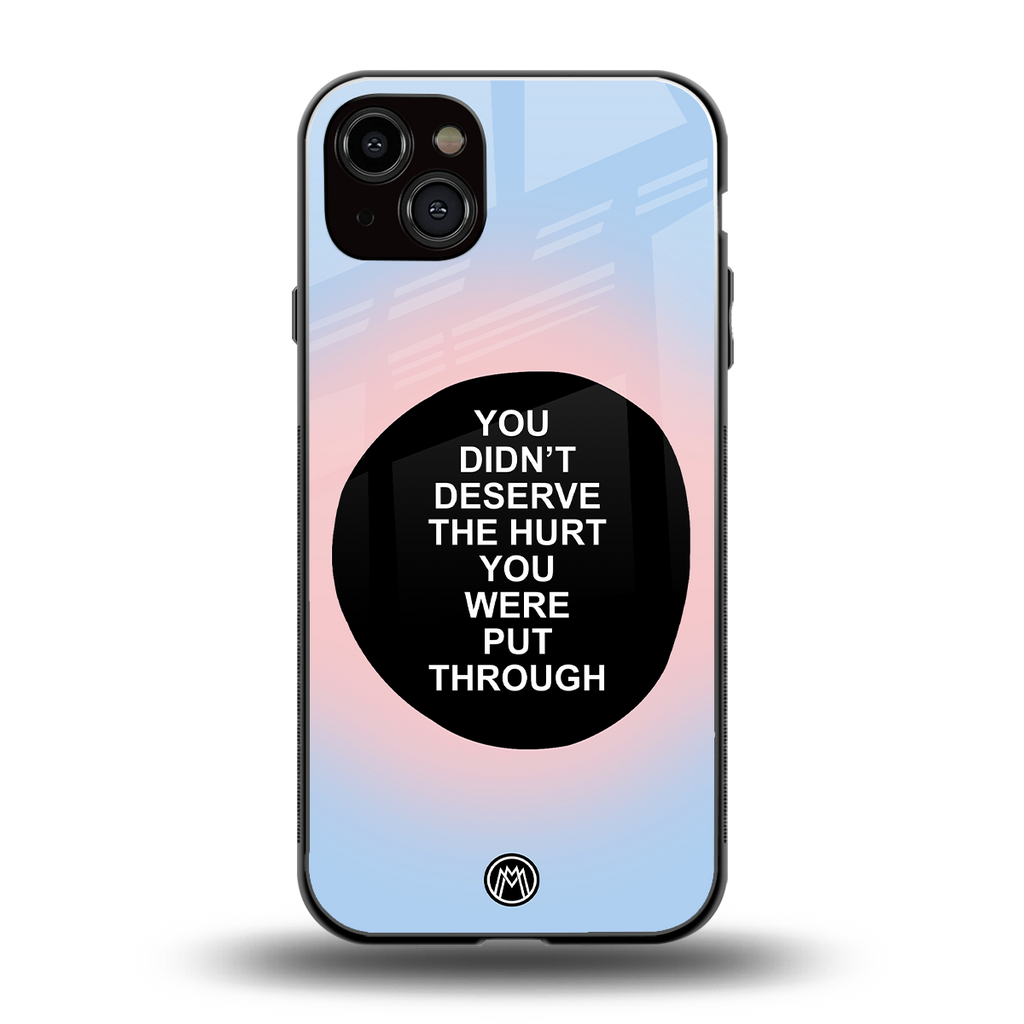 hurt back phone cover | glass case for iphone 15 plus