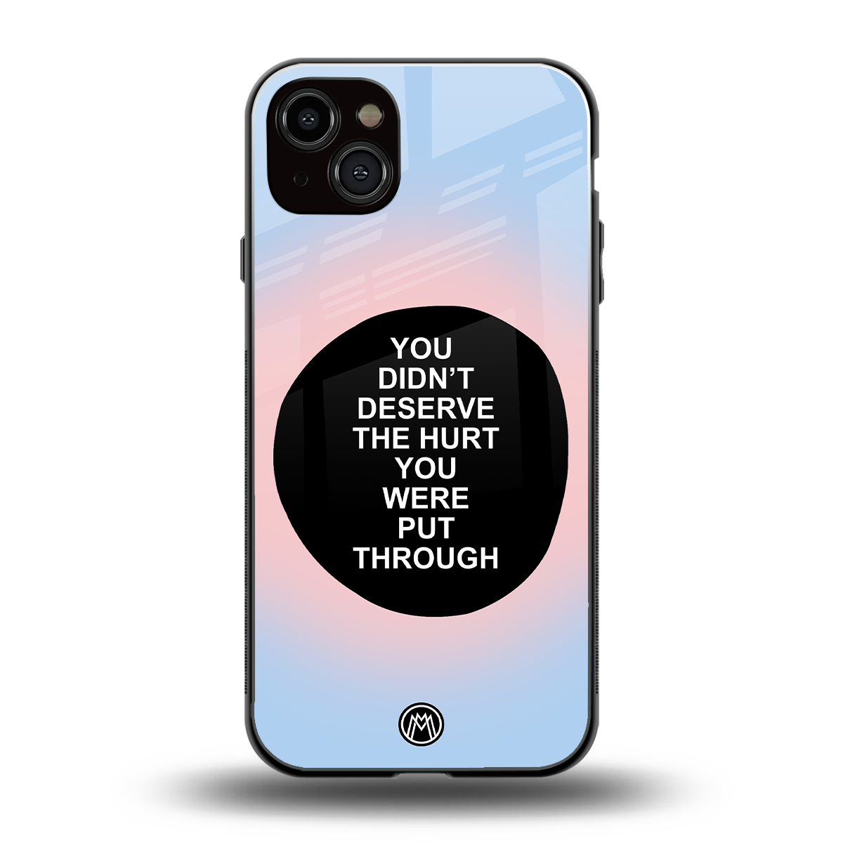 hurt back phone cover | glass case for iphone 15 plus