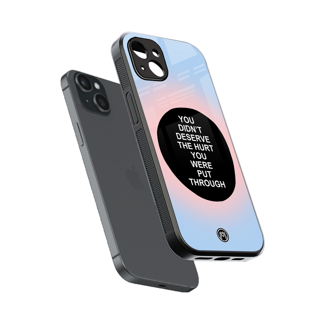 hurt back phone cover | glass case for iphone 15 plus
