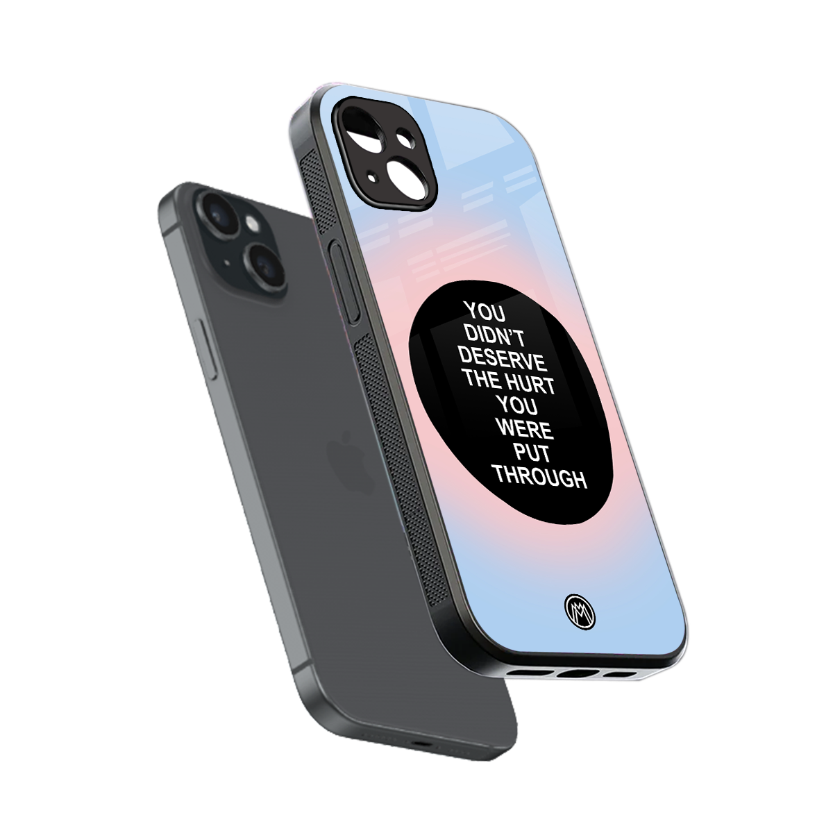 hurt back phone cover | glass case for iphone 15 plus