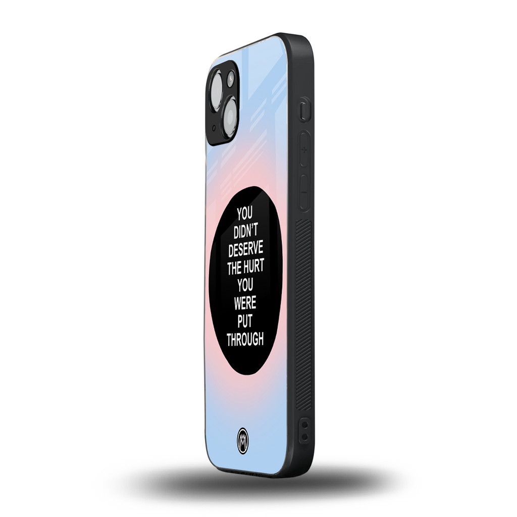 hurt back phone cover | glass case for iphone 15 plus