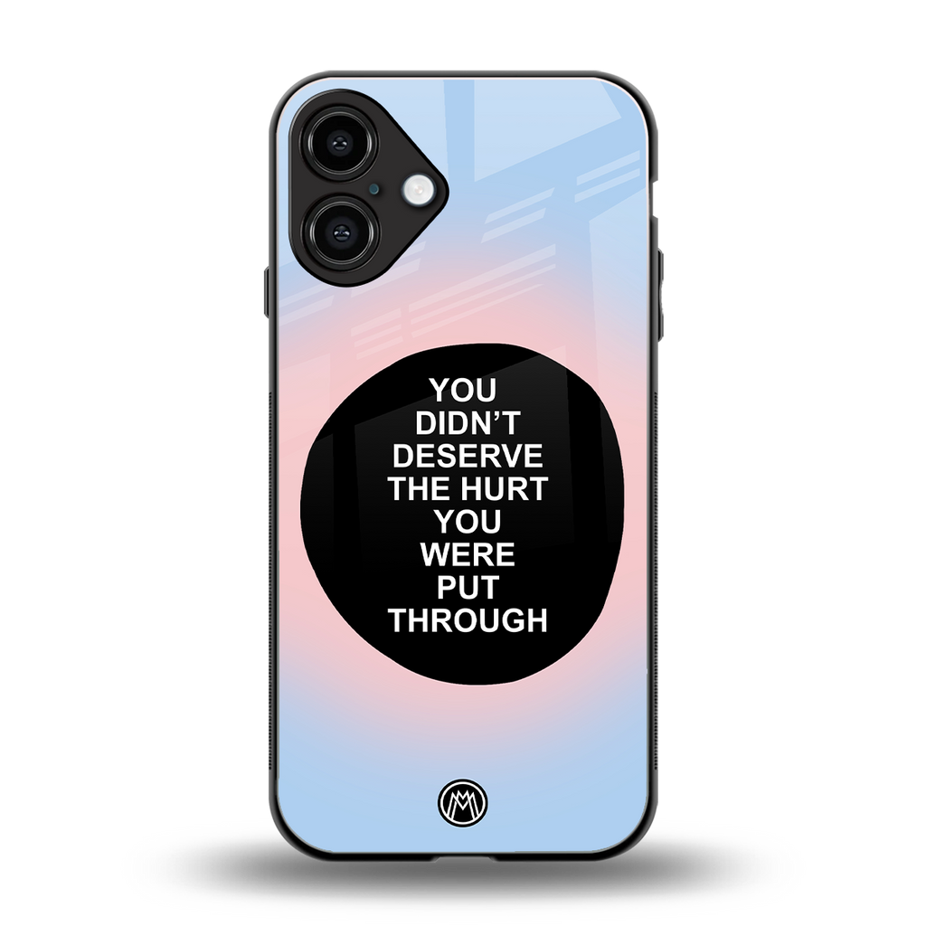 hurt back phone cover | glass case for iphone 16 plus