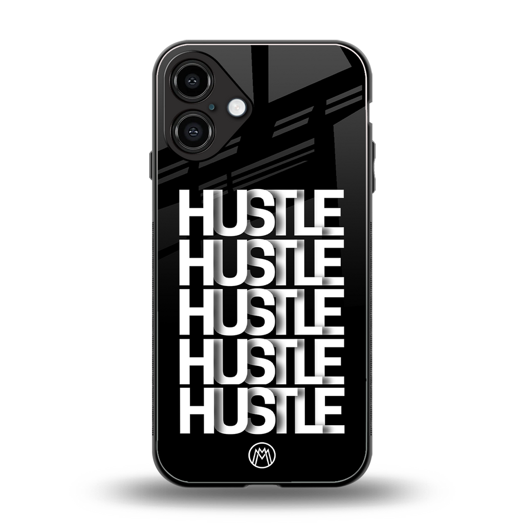 hustle back phone cover | glass case for iphone 16 plus