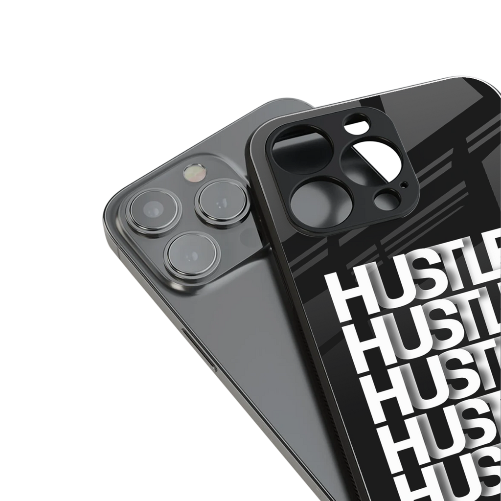 hustle back phone cover | glass case for iphone 15 pro