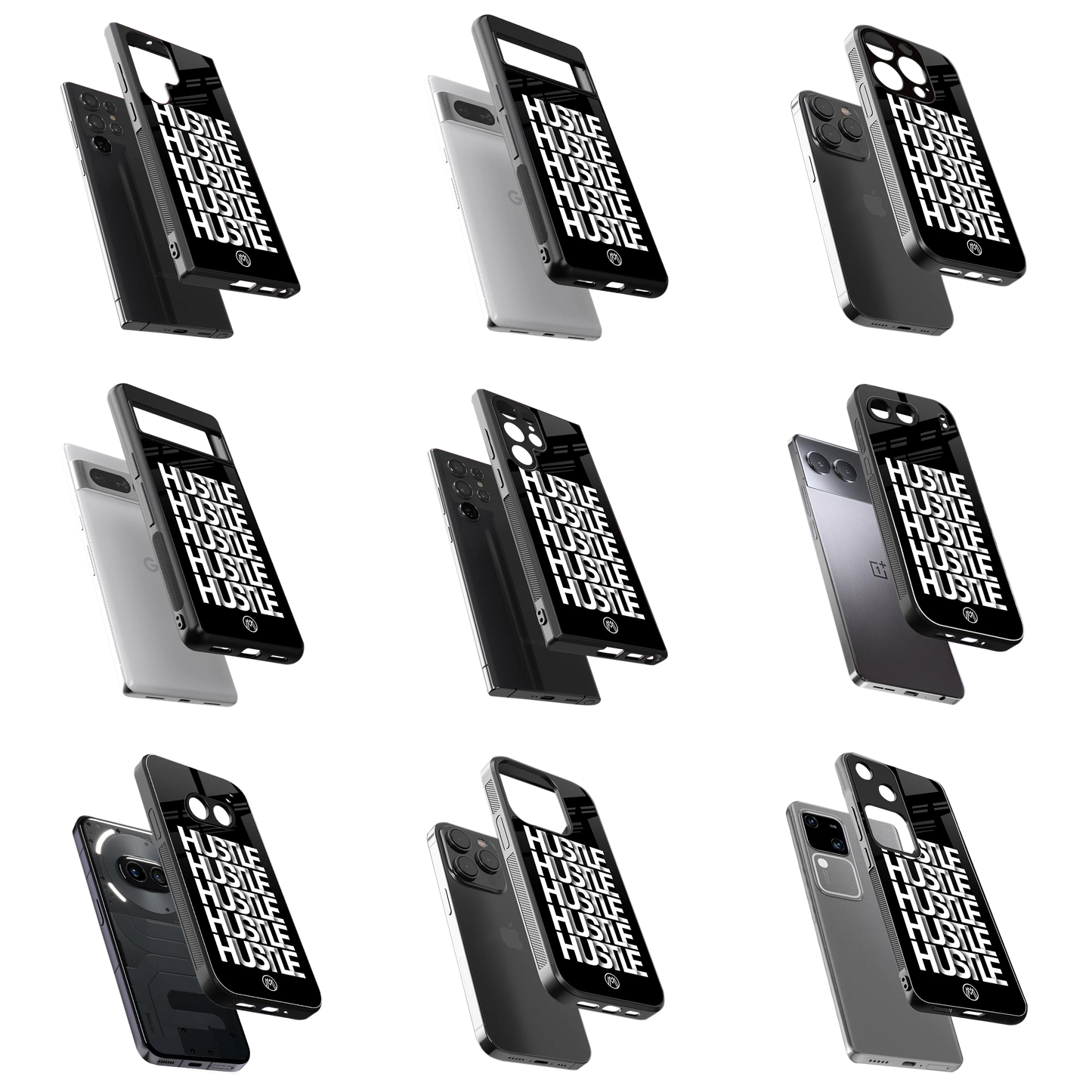 Durable Glass Back Mobile Case for iPhone, Samsung, OnePlus, Google Pixel, Redmi, Vivo, Oppo