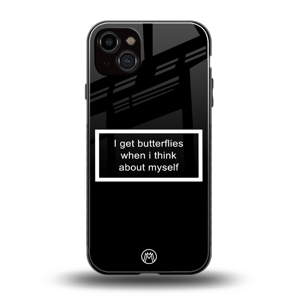 i get butterflies black edition back phone cover | glass case for iphone 14 plus