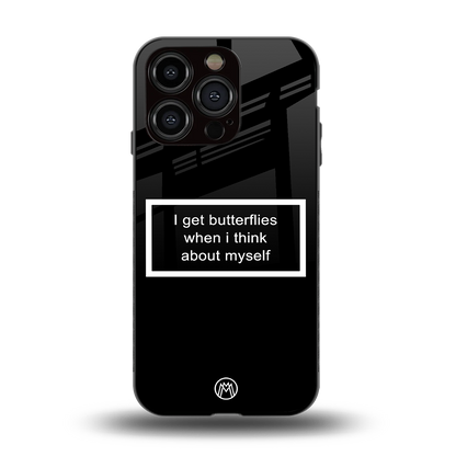i get butterflies black edition back phone cover | glass case for iphone 15 pro