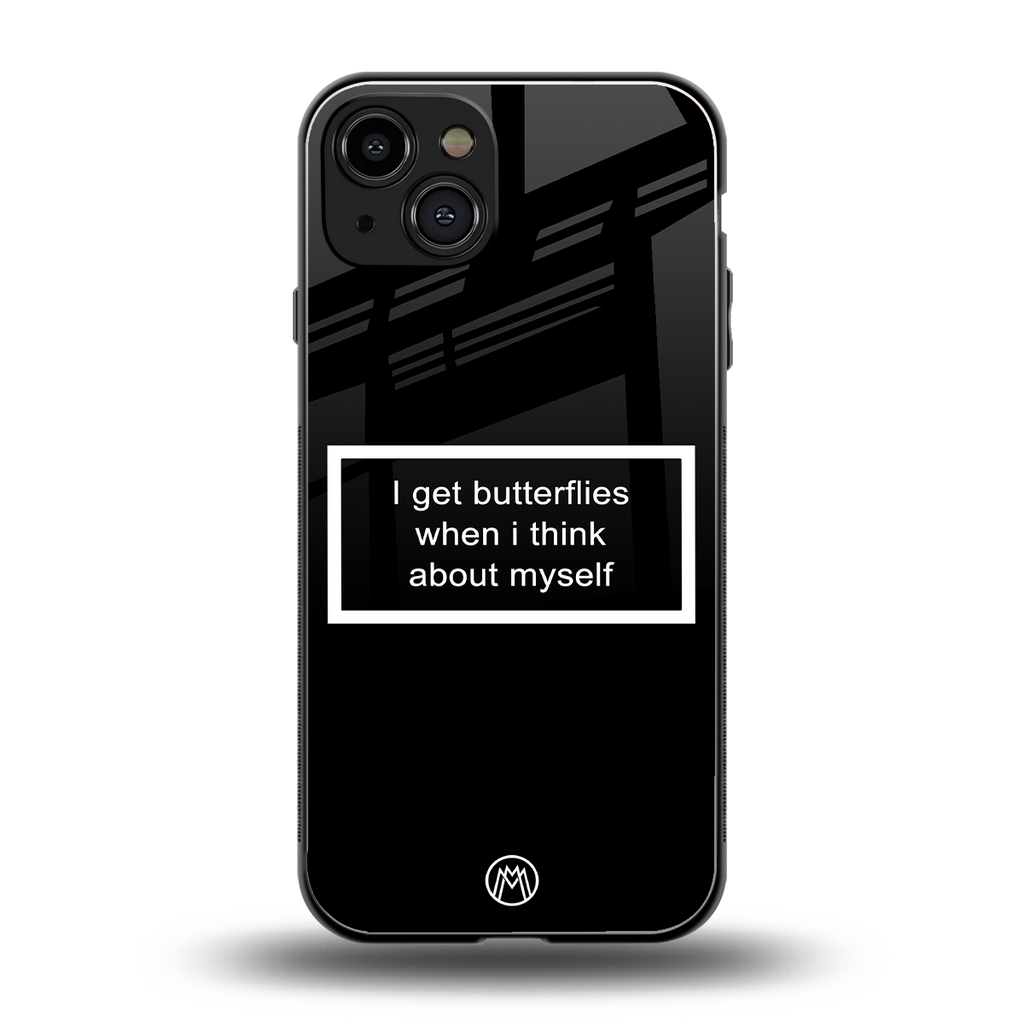i get butterflies black edition back phone cover | glass case for iphone 15