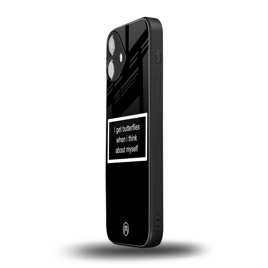 i get butterflies black edition back phone cover | glass case for iphone 16 plus