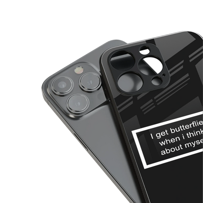 i get butterflies black edition back phone cover | glass case for iphone 16 pro max