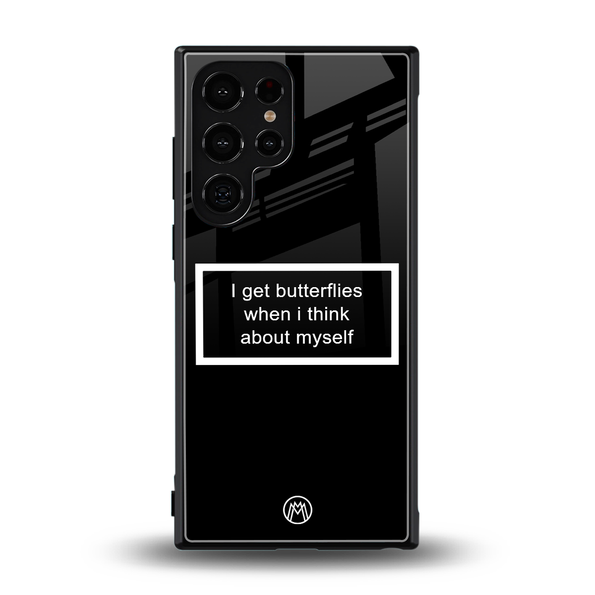 i get butterflies black edition back phone cover | glass case for samsung galaxy s23 ultra