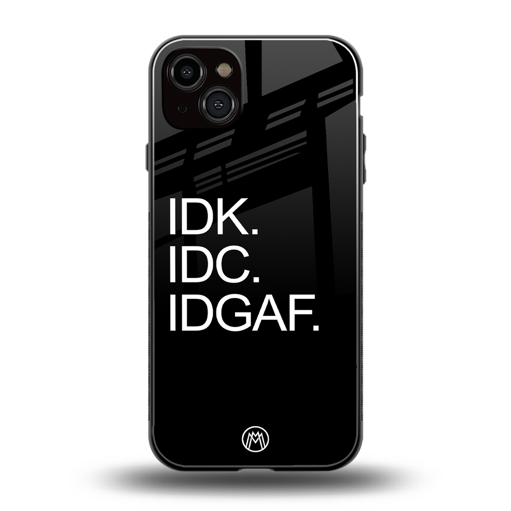 idgaf back phone cover | glass case for iphone 14 plus