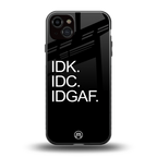 idgaf back phone cover | glass case for iphone 14 plus
