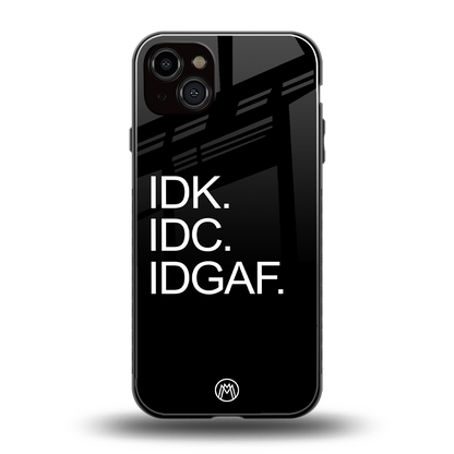 idgaf back phone cover | glass case for iphone 14 plus