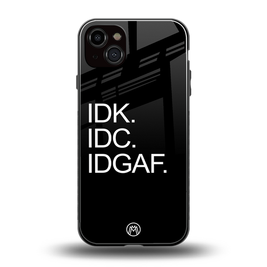 idgaf back phone cover | glass case for iphone 14 plus