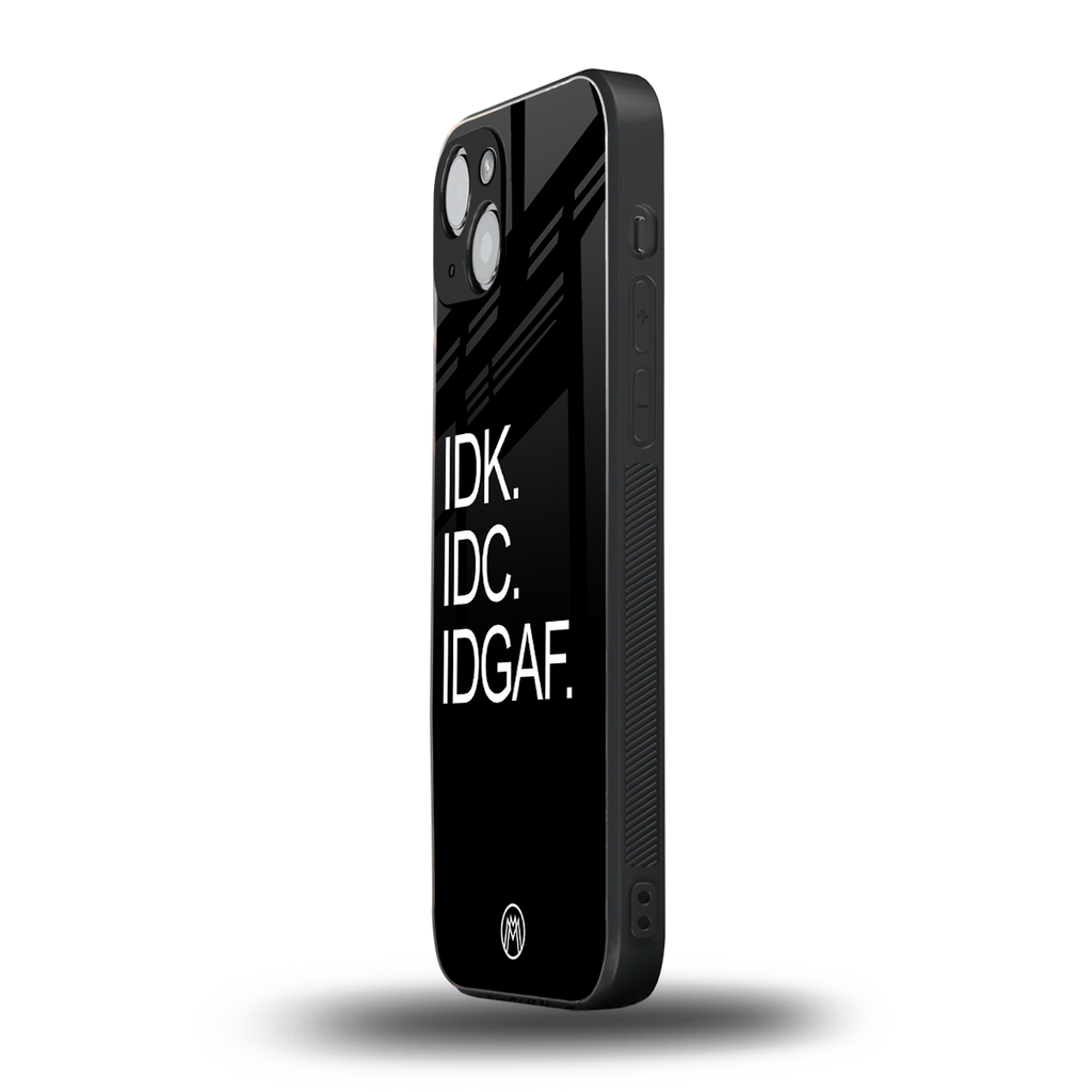 idgaf back phone cover | glass case for iphone 14 plus