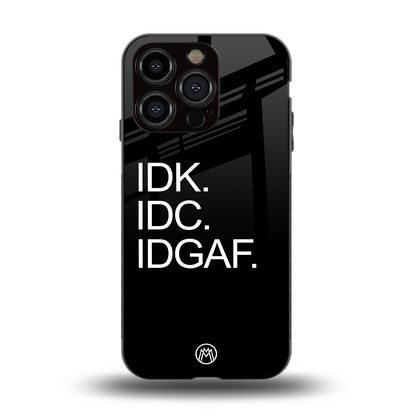 idgaf back phone cover | glass case for iphone 15 pro
