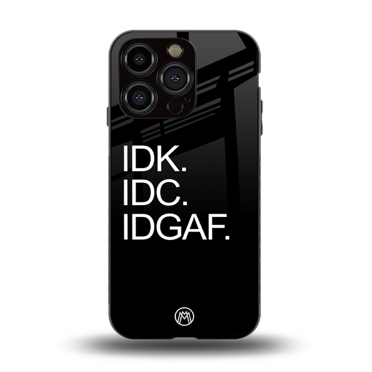 idgaf back phone cover | glass case for iphone 15 pro