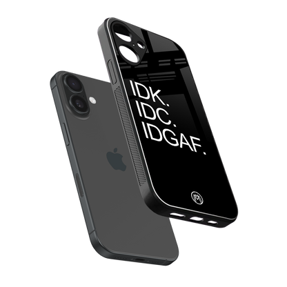 idgaf back phone cover | glass case for iphone 16 plus