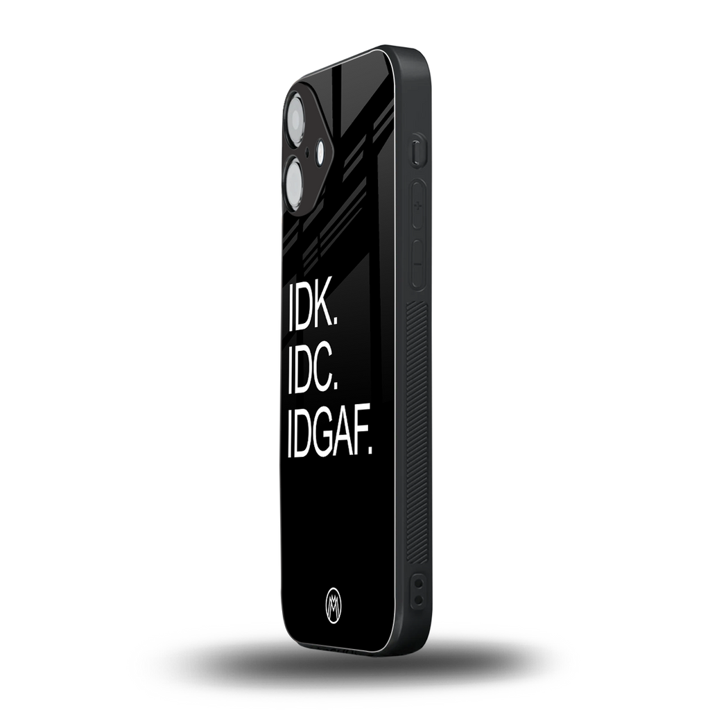 idgaf back phone cover | glass case for iphone 16 plus
