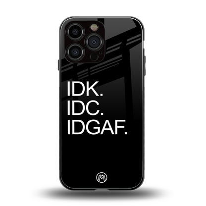 idgaf back phone cover | glass case for iphone 16 pro max