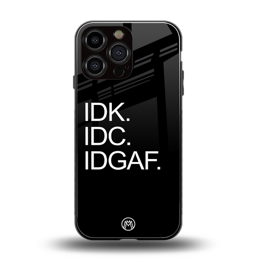 idgaf back phone cover | glass case for iphone 16 pro max