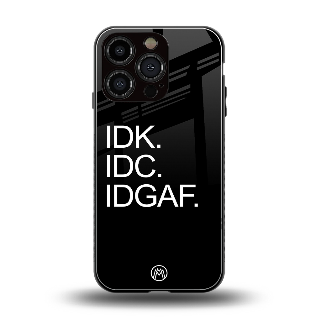 idgaf back phone cover | glass case for iphone 16 pro