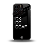 idgaf back phone cover | glass case for iphone 16 pro