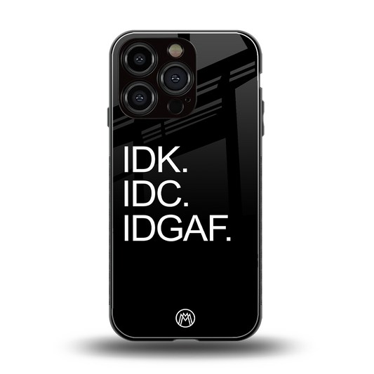 idgaf back phone cover | glass case for iphone 16 pro