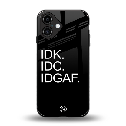 idgaf back phone cover | glass case for iphone 16