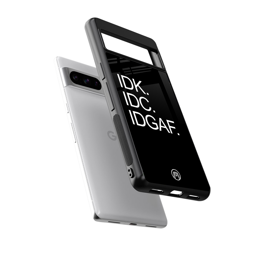idgaf back phone cover | glass case for google pixel 8 pro