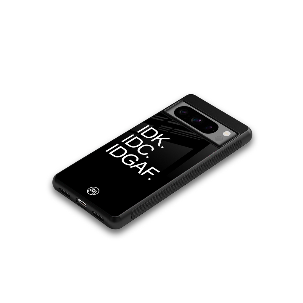 idgaf back phone cover | glass case for google pixel 8 pro