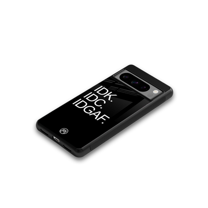 idgaf back phone cover | glass case for google pixel 8 pro