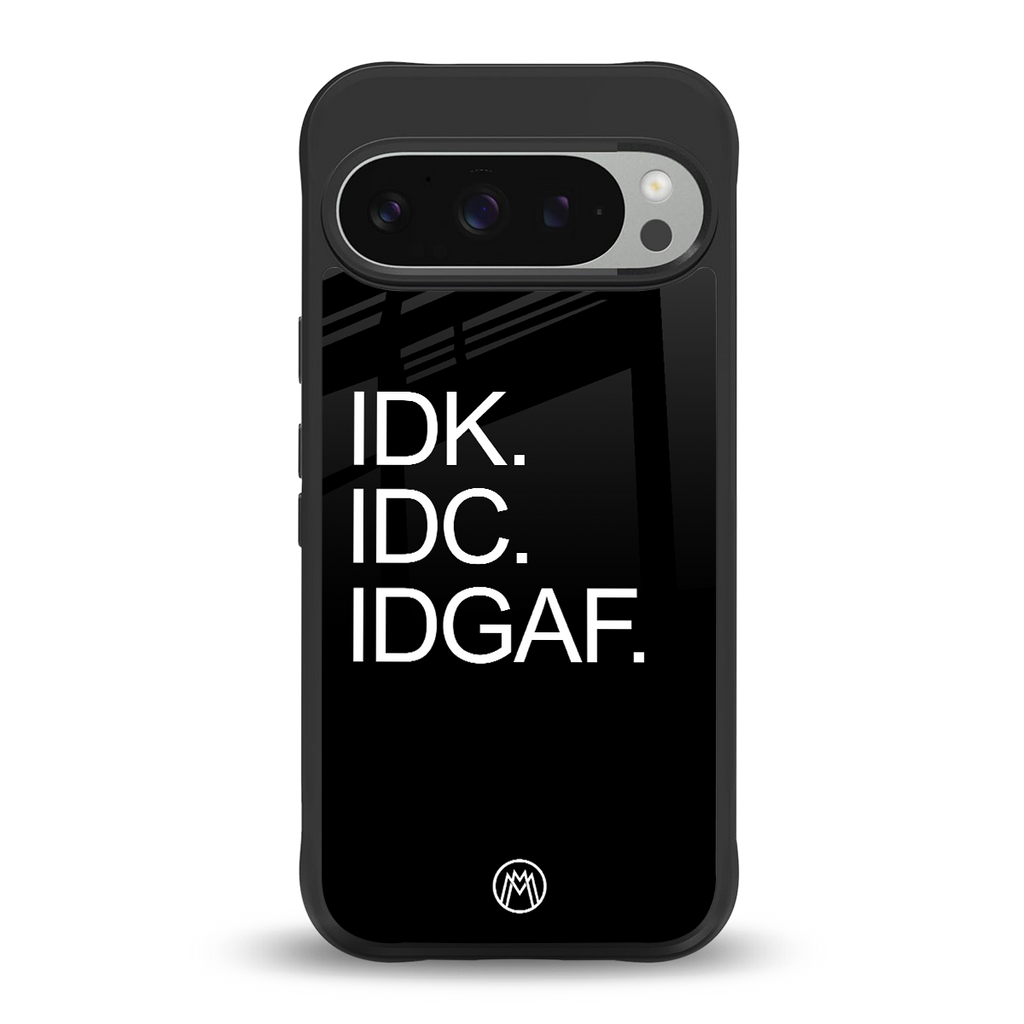 idgaf back phone cover | glass case for google pixel 9 pro