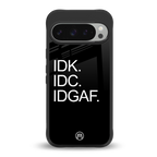 idgaf back phone cover | glass case for google pixel 9 pro