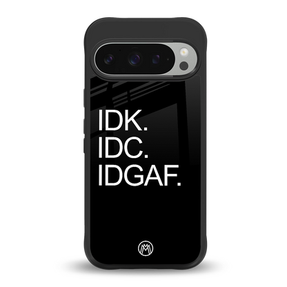 idgaf back phone cover | glass case for google pixel 9 pro xl