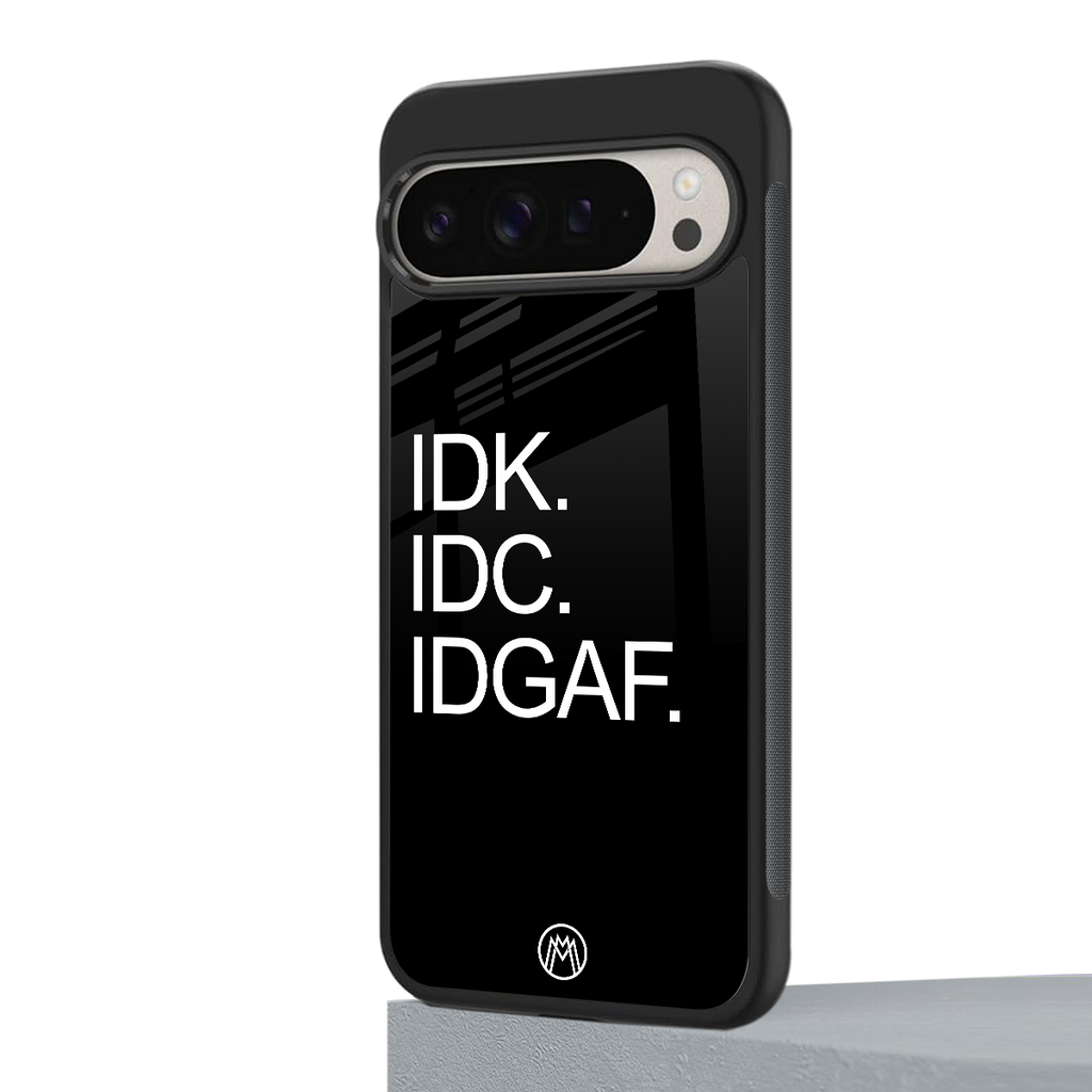 idgaf back phone cover | glass case for google pixel 9 pro