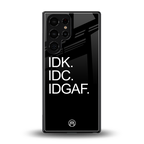 idgaf back phone cover | glass case for samsung galaxy s25 ultra