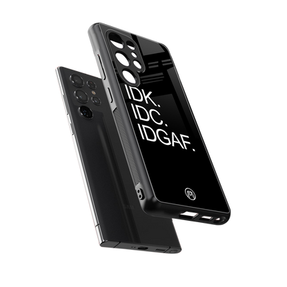 idgaf back phone cover | glass case for samsung galaxy s25 ultra