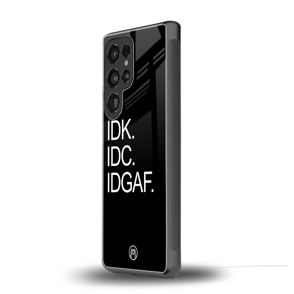 idgaf back phone cover | glass case for samsung galaxy s25 ultra